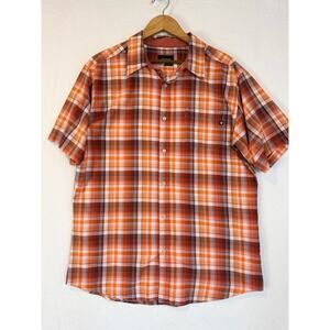 Marmot Plaid Short Sleeve‎ Shirt Mens XL Button Up Workwear Casual Orange